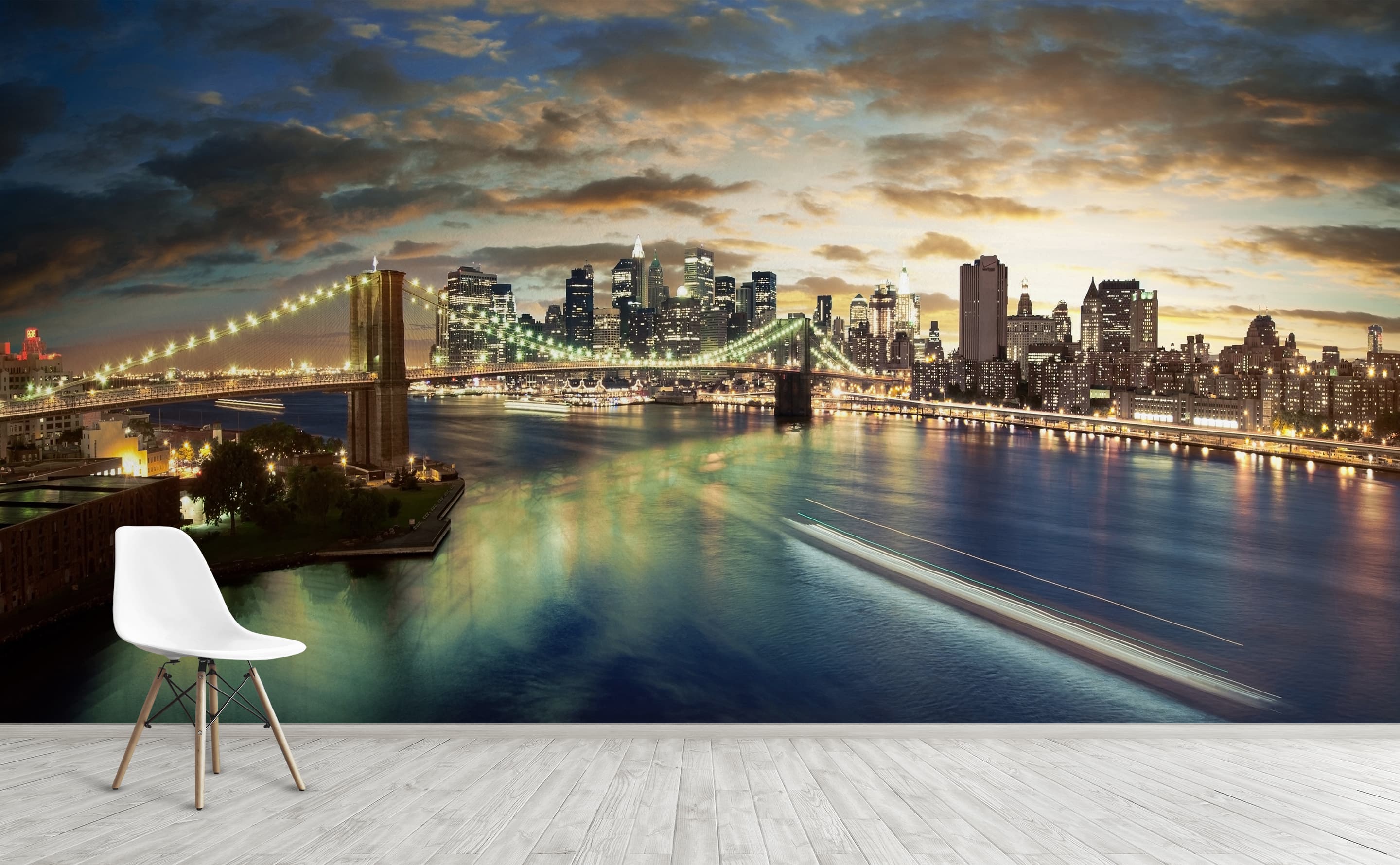 NYC On The Hudson Wall Mural by Walls Need Love®