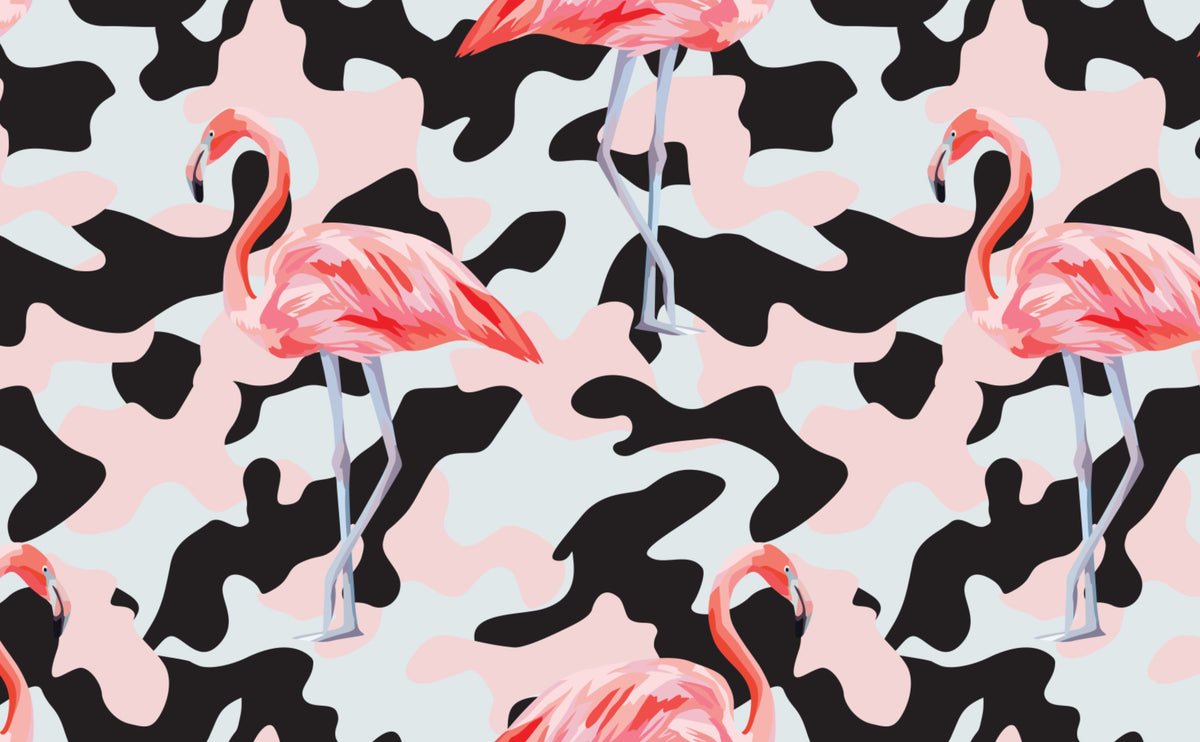 Tropical Floral and Birds Pattern Wallpaper for Walls Flamingos on Palms