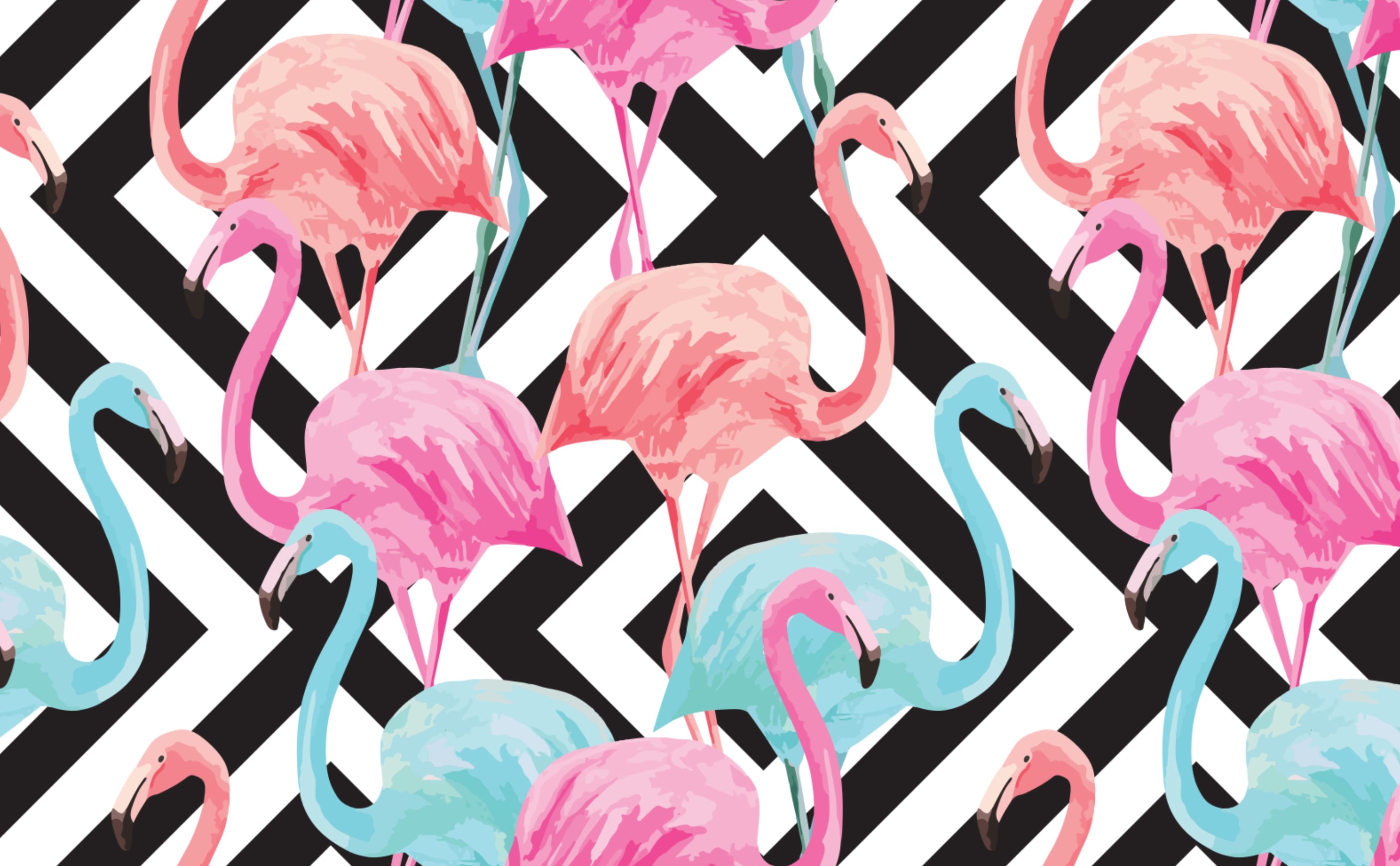 Flamingos Over Diamonds Wallpaper by Walls Need Love