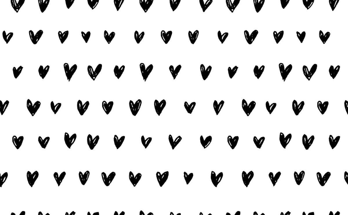 Rows of Black & White Hearts Wallpaper for Walls