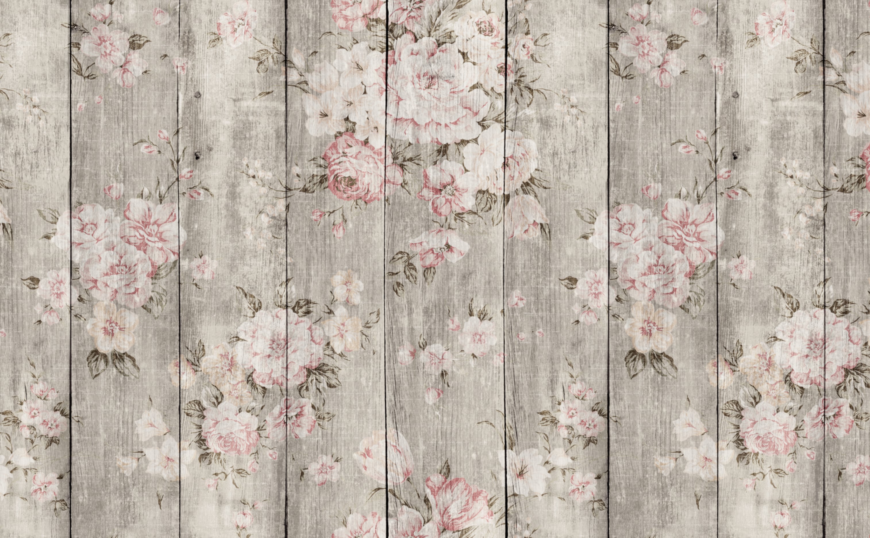 Wood Texture Floral