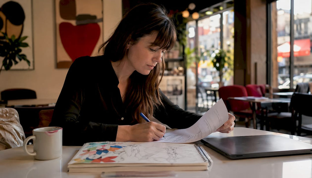 Creative woman reviewing wallpaper art license