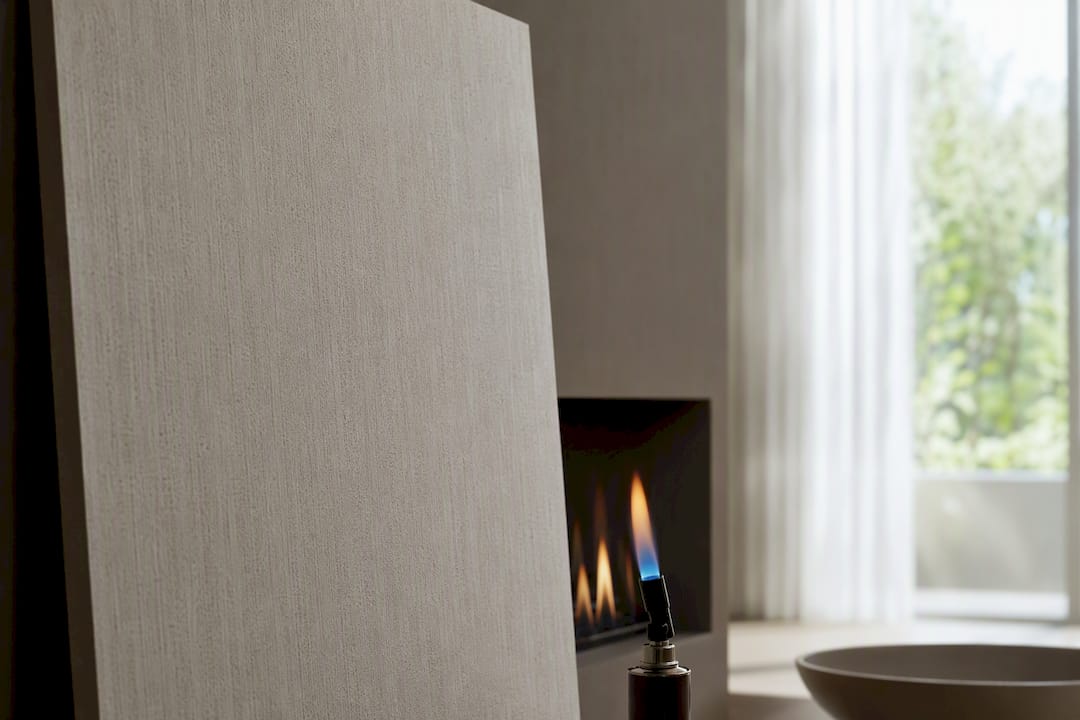 Close-up of fire resistant wallpaper corner