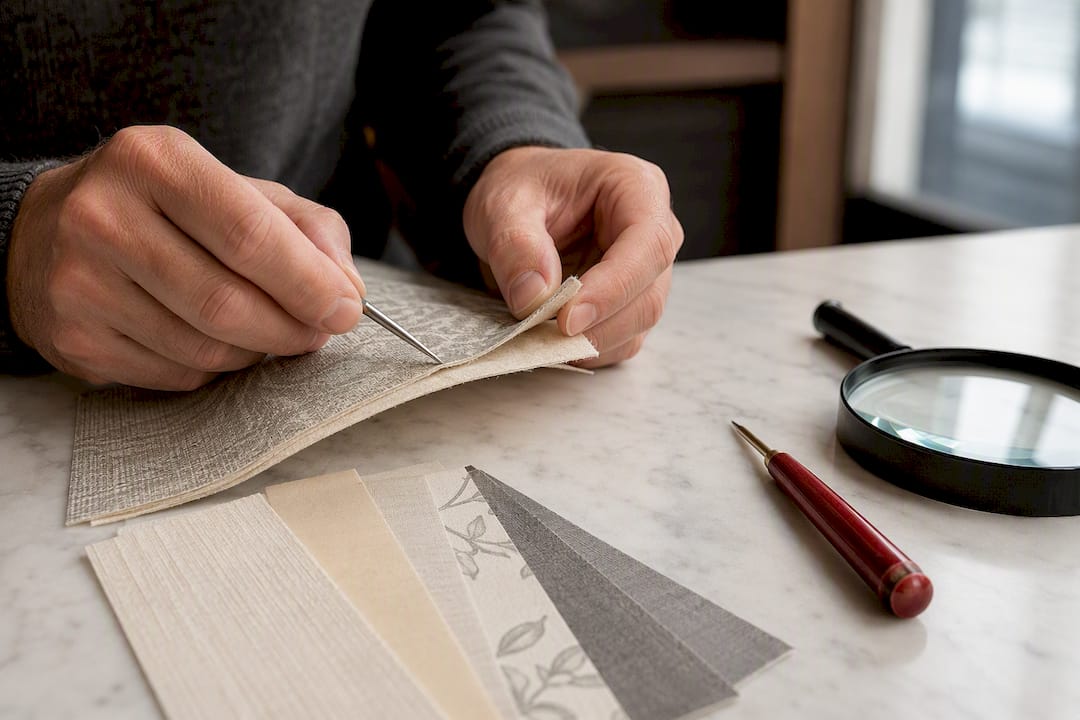 Testing layered wallpaper sample backing