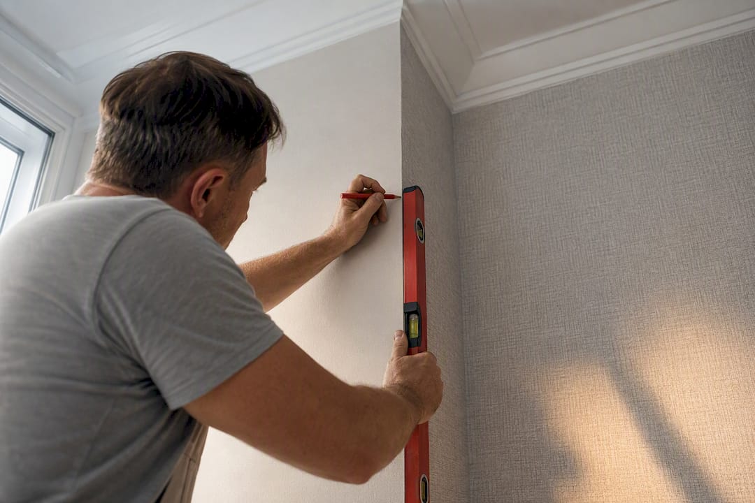 Wallpaper corner aligned with vertical guide