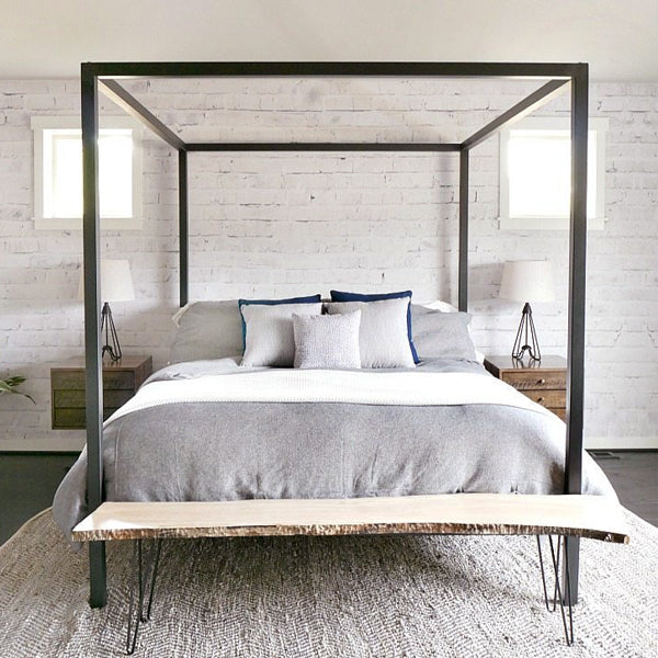 White Washed Brick For A Polished Industrial Bedroom