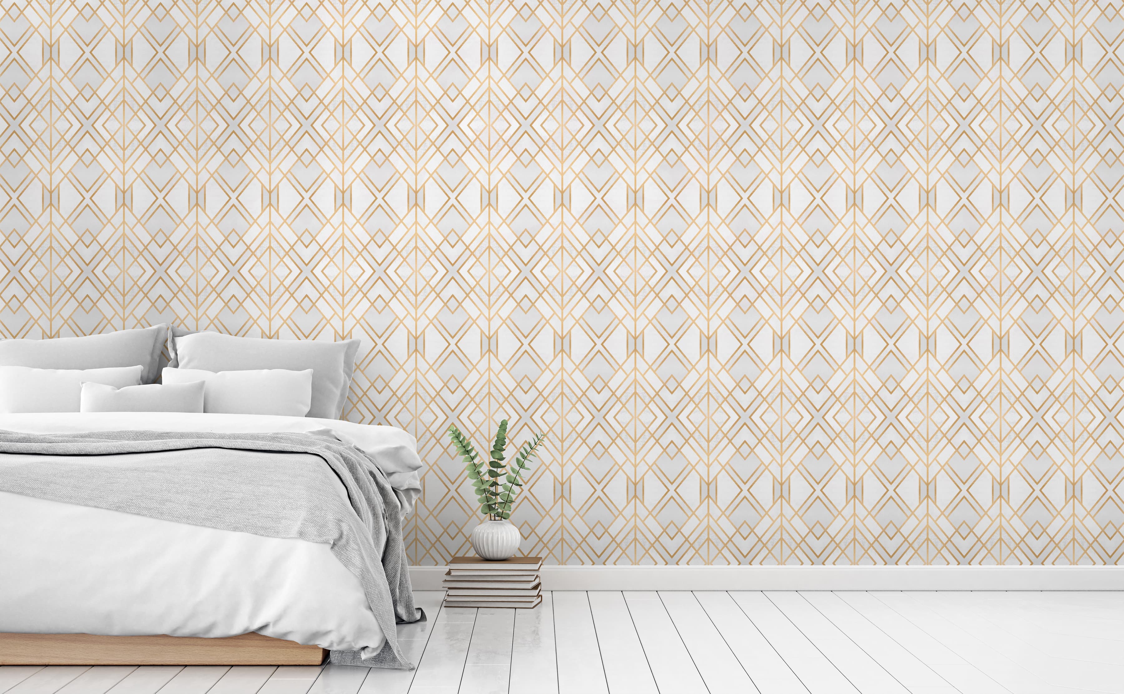 Art Deco Wallpaper White & Gold Geometric Wall Mural Peel - Etsy | White  and gold wallpaper, Gold geometric wallpaper, Art deco bedroom