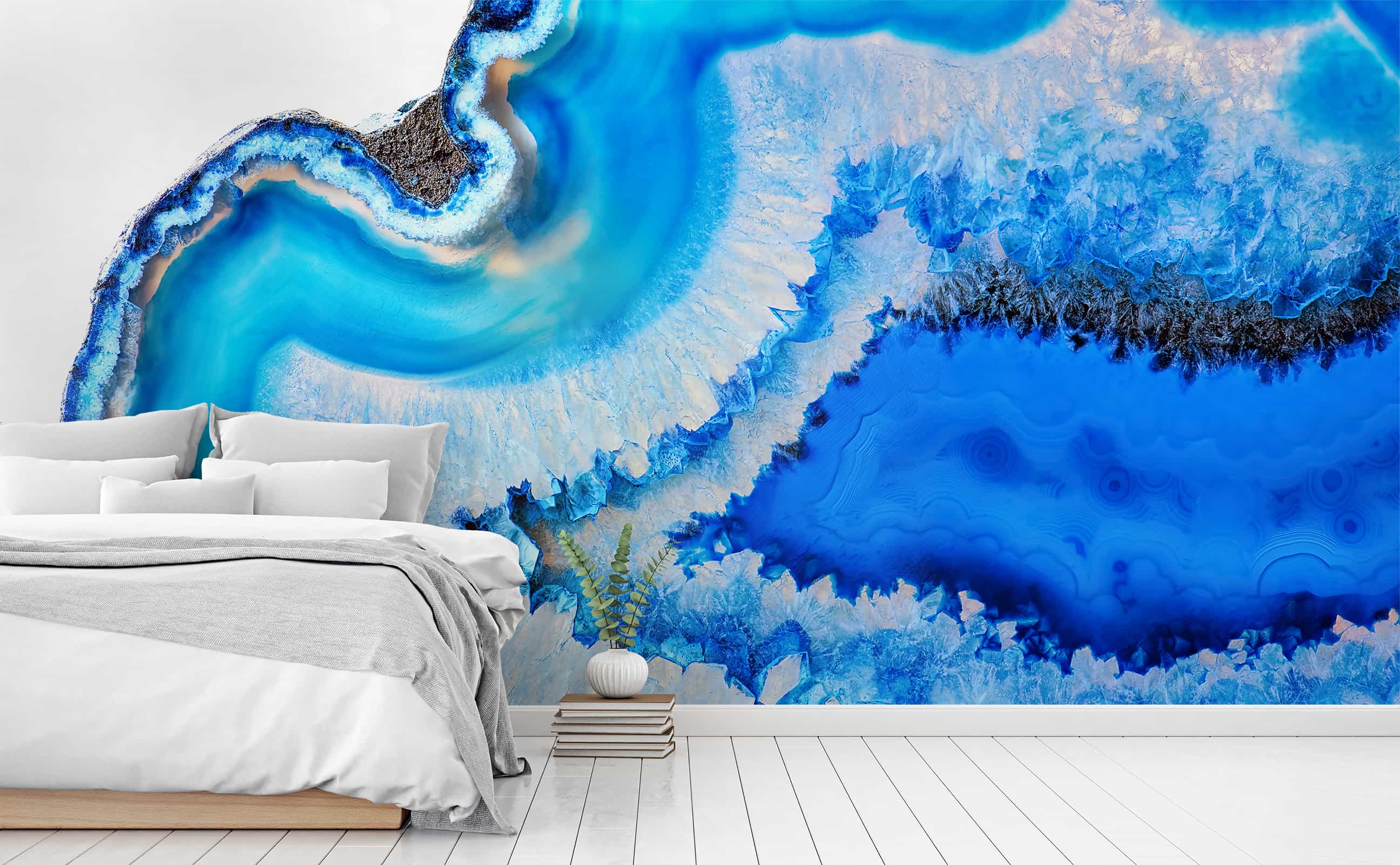 Blue crystal geode white background Wall Mural  See me Through