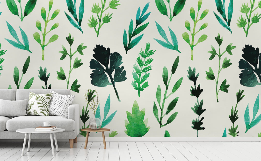 Herb Garden wall mural in a living room | Walls Need Love