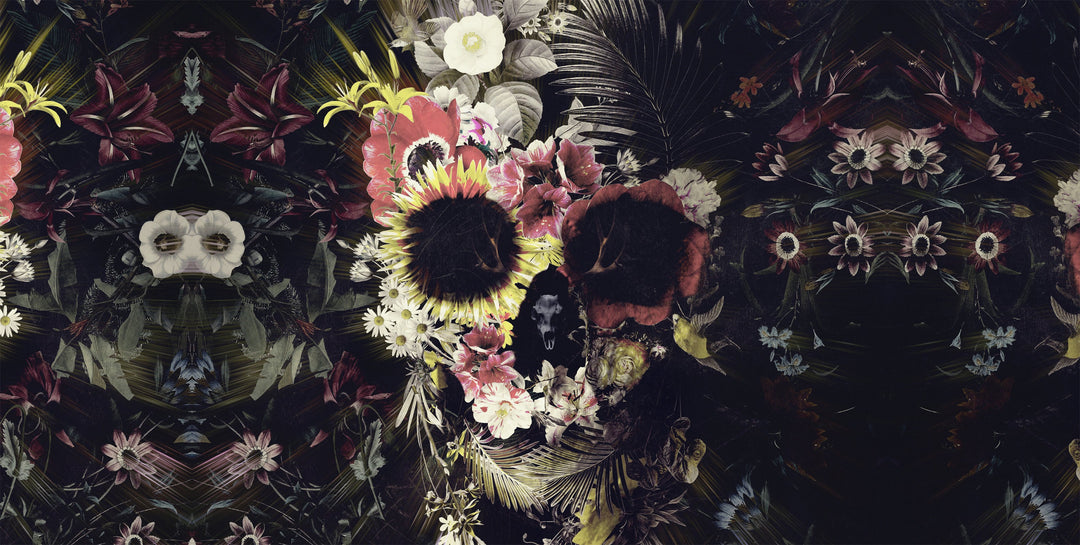 Warped Garden Skull wall mural full design | Walls Need Love