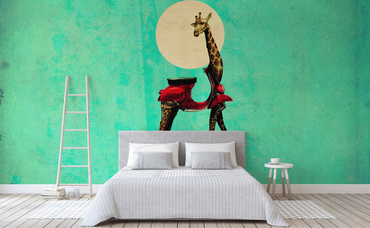 Giraffe wall mural in a bedroom | Walls Need Love
