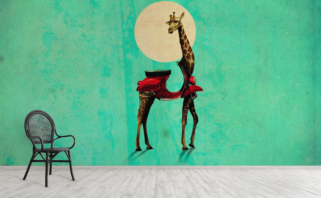 Giraffe wall mural on an interior wall | Walls Need Love
