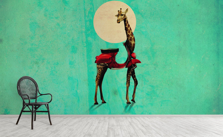 Giraffe wall mural on an interior wall | Walls Need Love