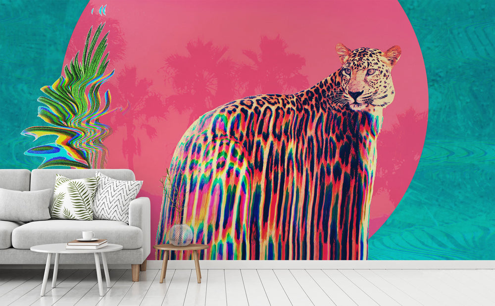 Jaguar wall mural in a living room | Walls Need Love
