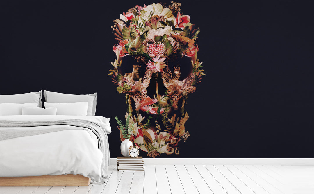 Jungle Skull wall mural in a bedroom | Walls Need Love