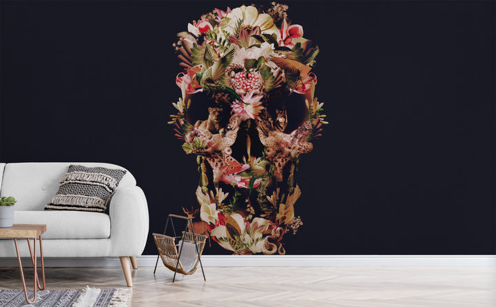 Jungle Skull wall mural in a living room | Walls Need Love