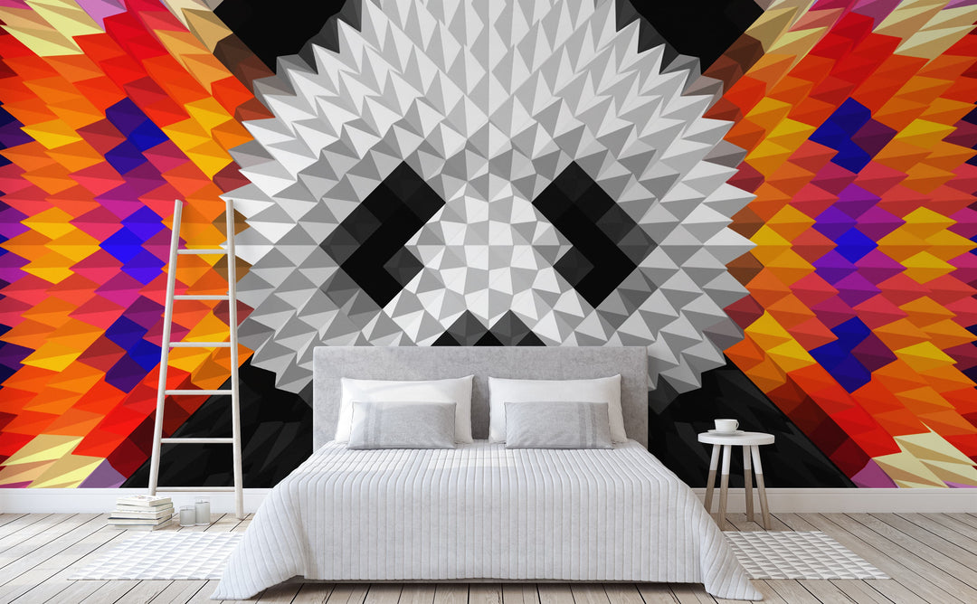 Geometric Panda wall mural in a bedroom | Walls Need Love