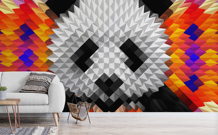 Geometric Panda wall mural in a living room | Walls Need Love