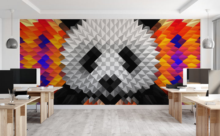 Geometric Panda wall mural in a workspace | Walls Need Love
