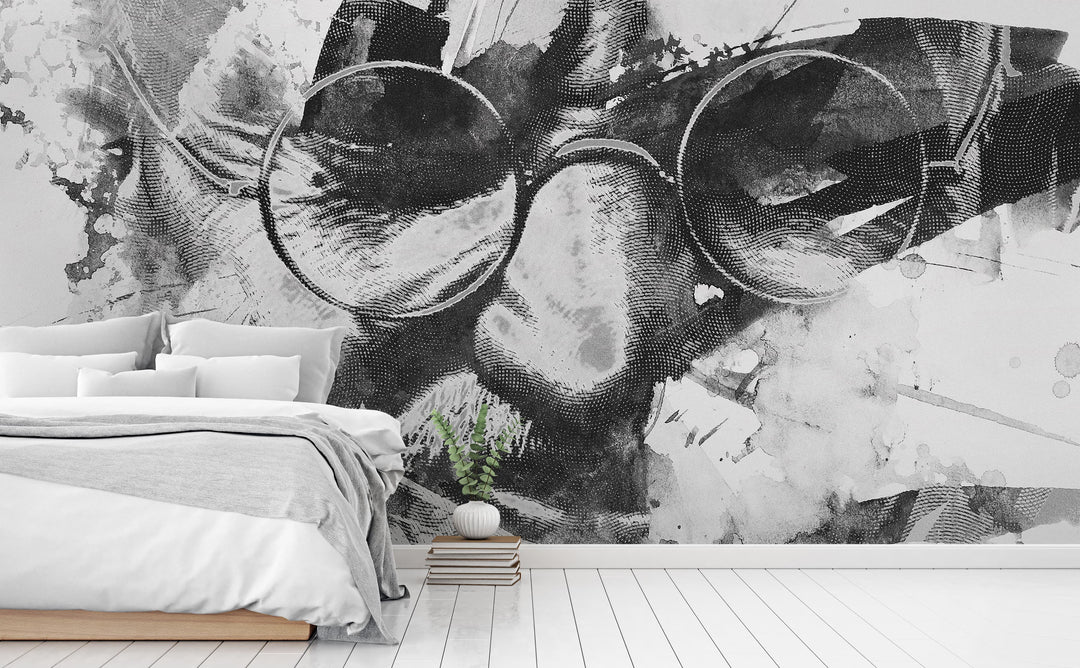 Gandhi wall mural in a bedroom | Walls Need Love