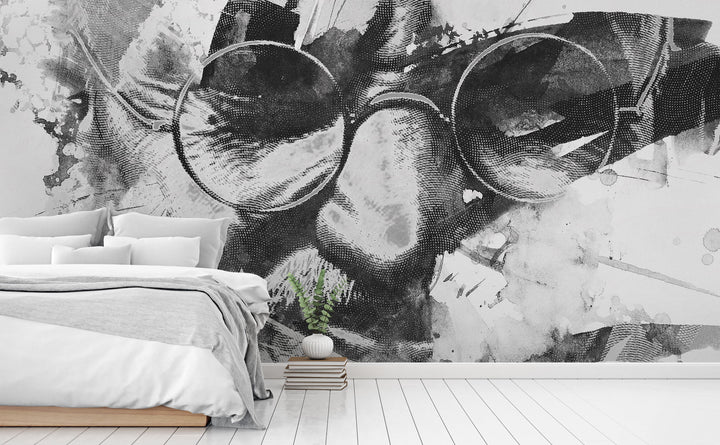 Gandhi wall mural in a bedroom | Walls Need Love