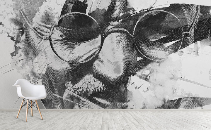 Gandhi wall mural on an interior wall | Walls Need Love