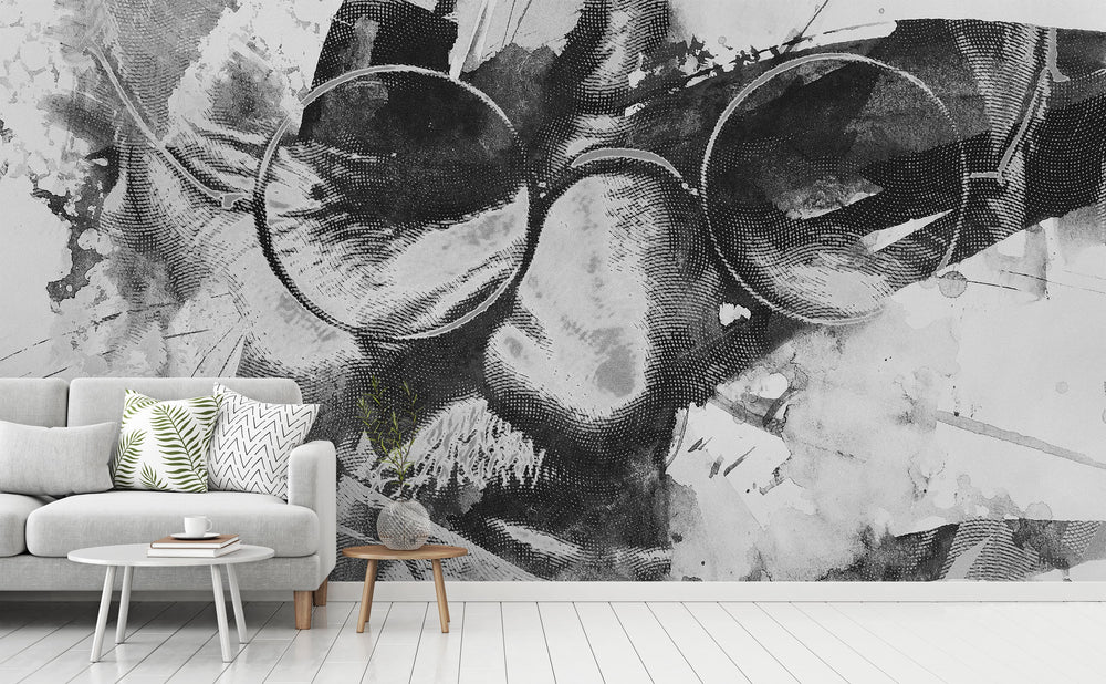 Gandhi wall mural in a living room | Walls Need Love