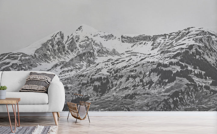 Grindelwald wall mural in a living room | Walls Need Love