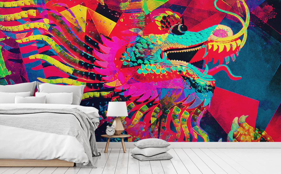 Dragon wall mural in a bedroom | Walls Need Love