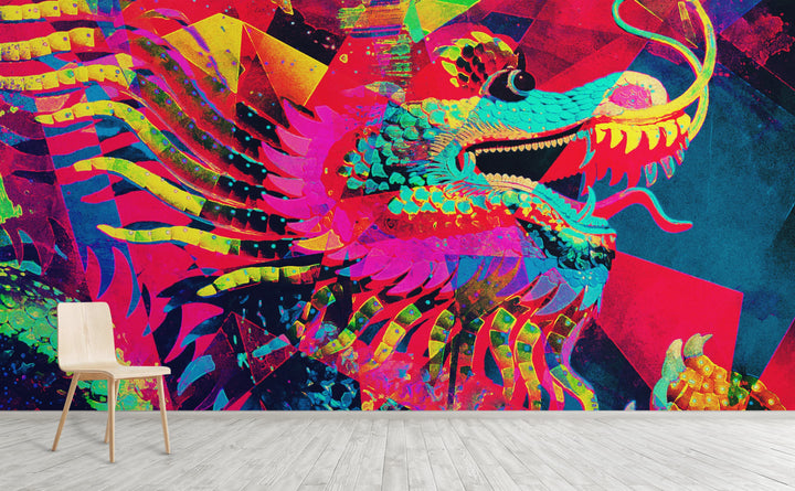 Dragon wall mural on an interior wall | Walls Need Love