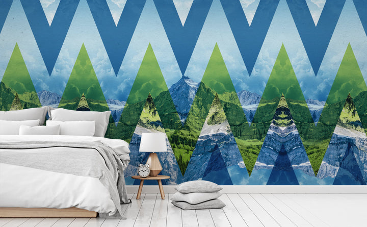 Chevron Mountains Majesty wall mural in a bedroom | Walls Need Love
