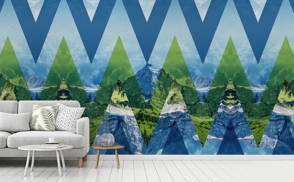 Chevron Mountains Majesty wall mural in a living room | Walls Need Love