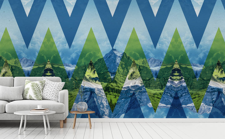 Chevron Mountains Majesty wall mural in a living room | Walls Need Love