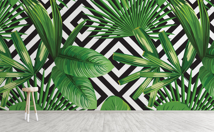 Palms Over Diamonds wall mural on an interior wall | Walls Need Love
