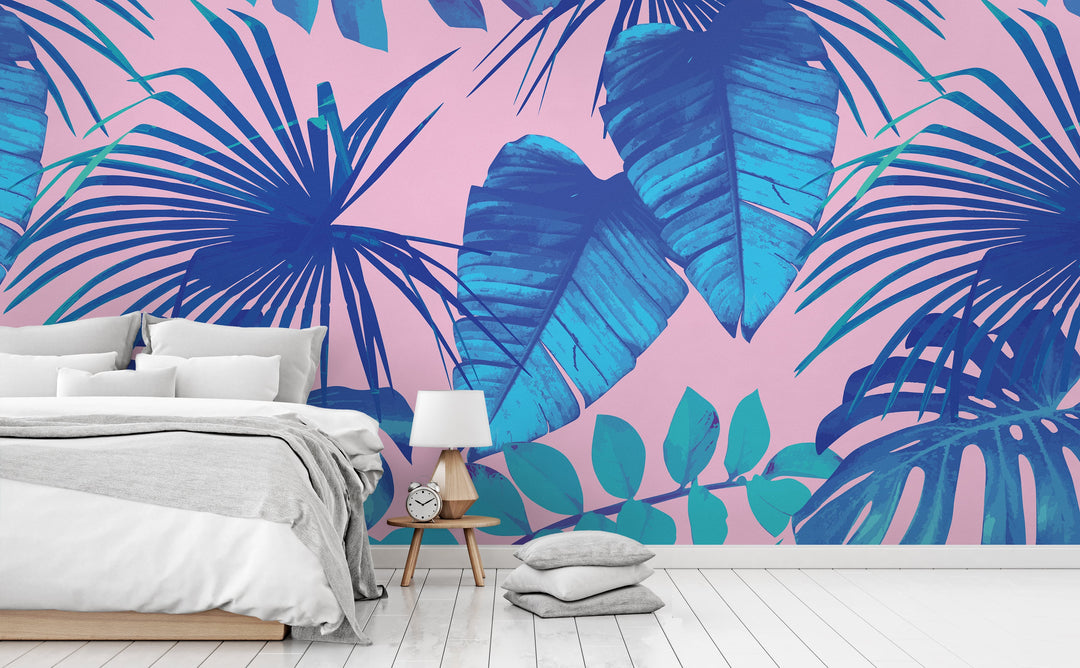 Miami Palms wall mural in a bedroom | Walls Need Love
