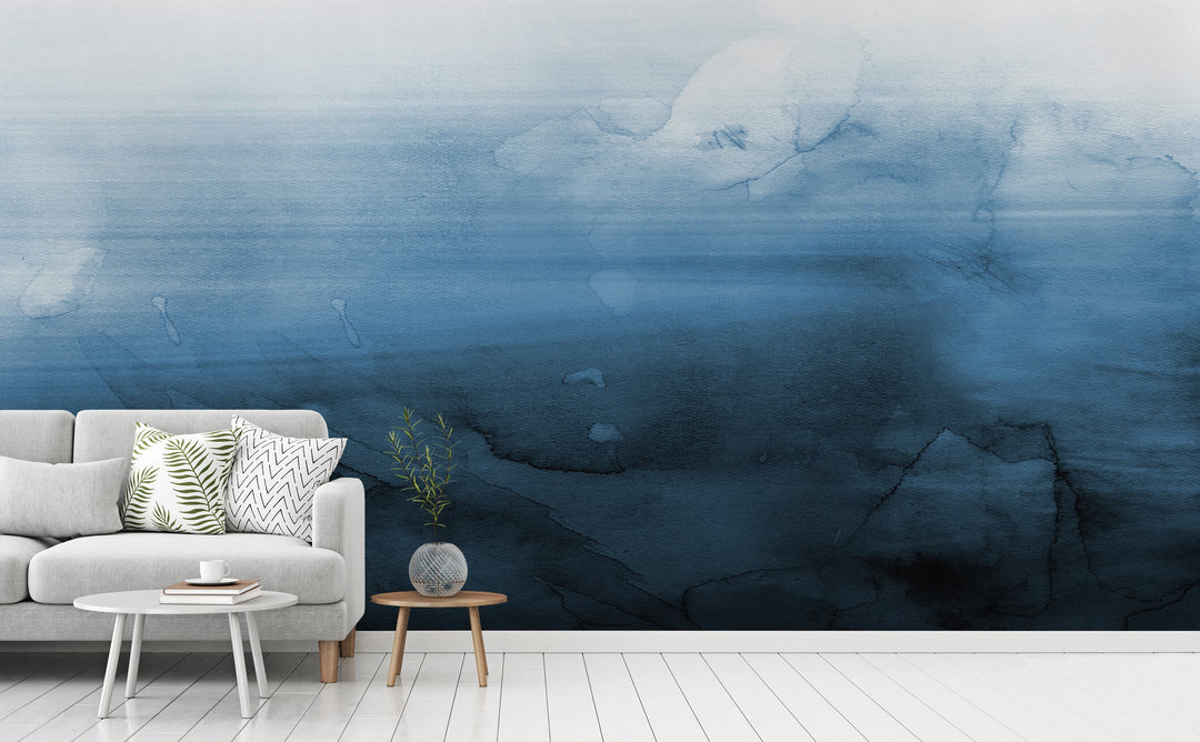 Blue Lagoon wall mural in a living room | Walls Need Love