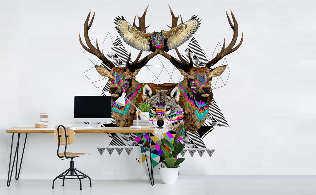 Forest Friends wall mural in a home office | Walls Need Love