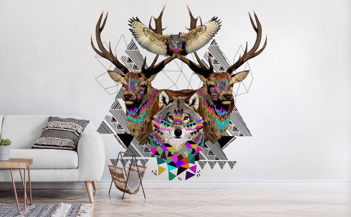 Forest Friends wall mural in a living room | Walls Need Love