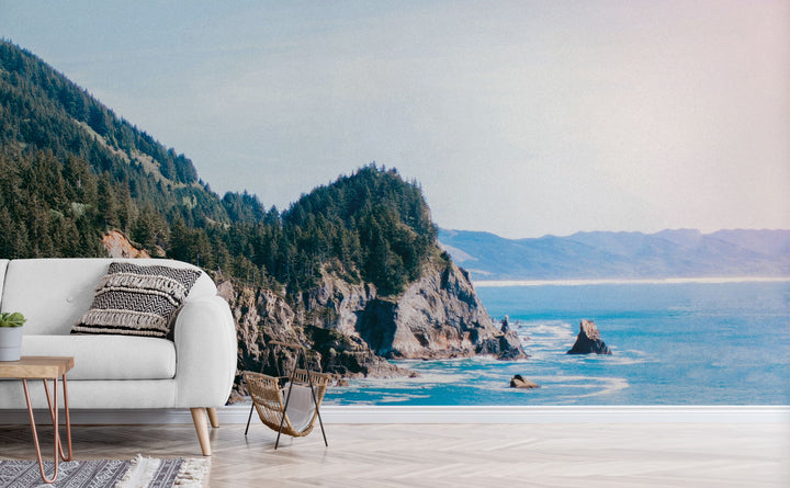 Cape Falcon wall mural in a living room | Walls Need Love