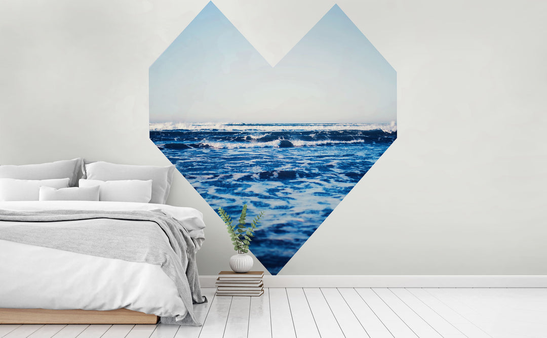 Ocean Heart wall mural in a bedroom | Walls Need Love