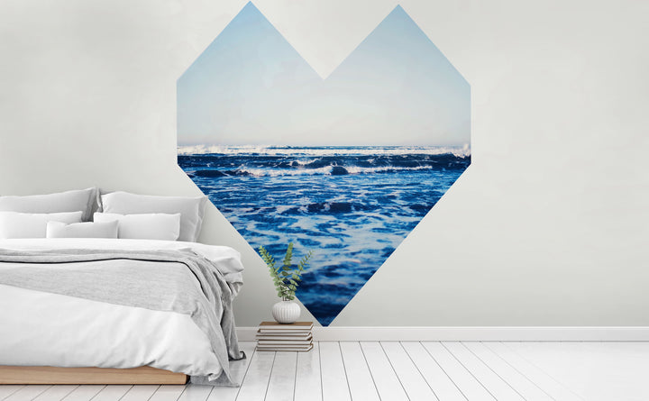 Ocean Heart wall mural in a bedroom | Walls Need Love