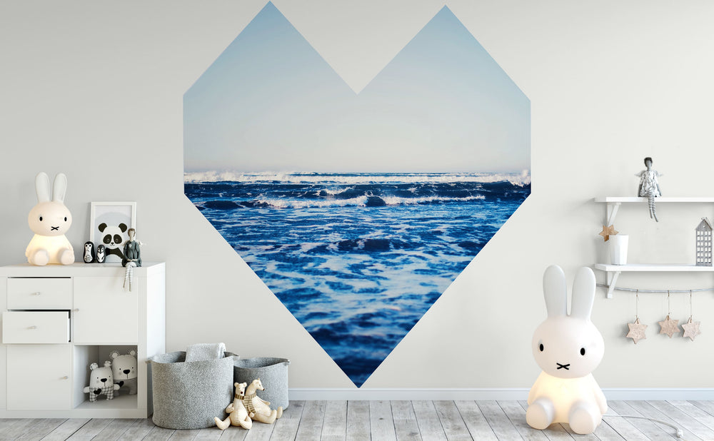 Ocean Heart wall mural in a kids room | Walls Need Love