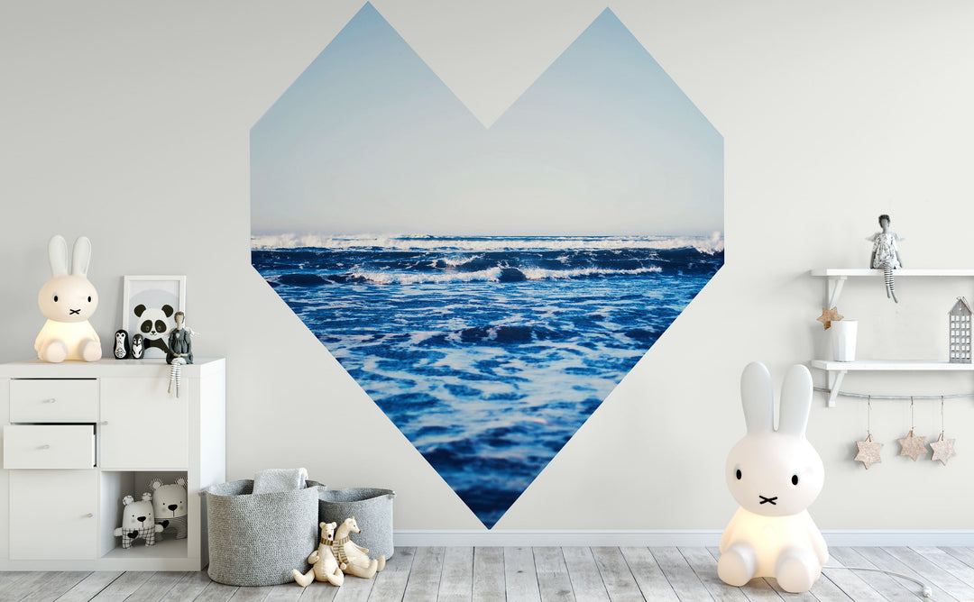 Ocean Heart wall mural in a kids room | Walls Need Love