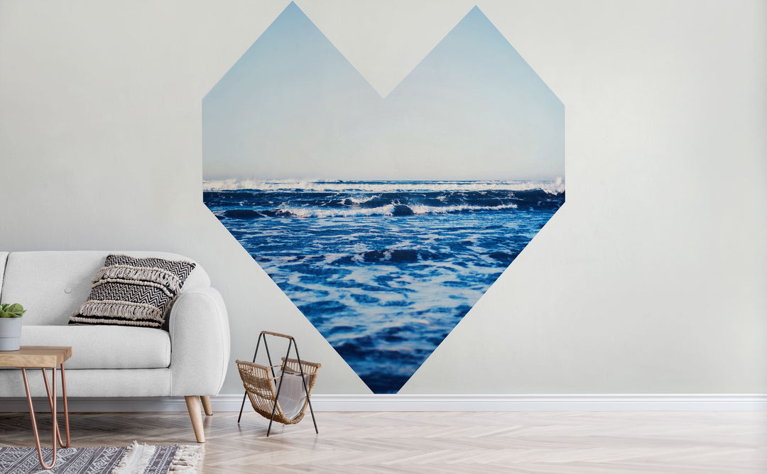 Ocean Heart wall mural in a living room | Walls Need Love