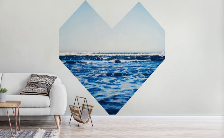 Ocean Heart wall mural in a living room | Walls Need Love