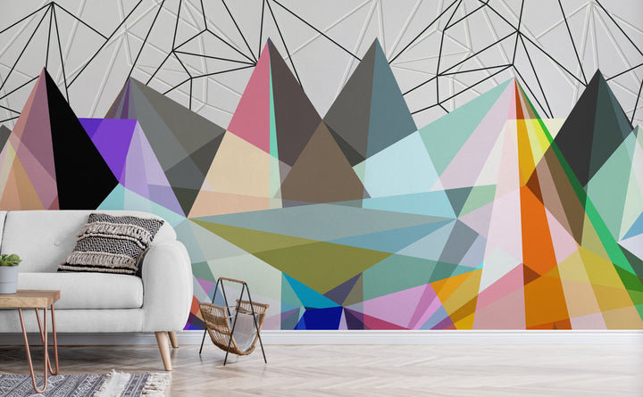 Color Flash wall mural in a living room | Walls Need Love