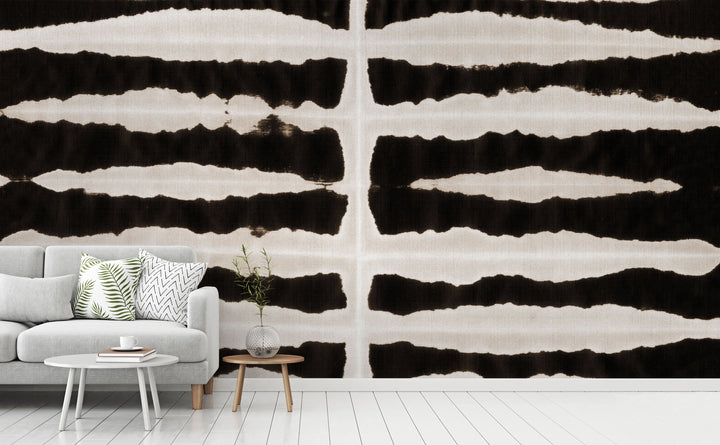 Dyed Zebra wall mural in a living room | Walls Need Love