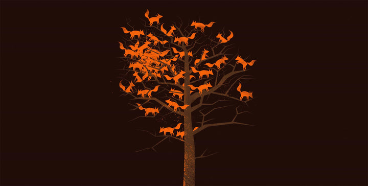 Blazing Fox Tree Wall Mural by Walls Need Love