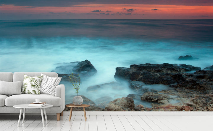 Mystic Beach wall mural in a living room | Walls Need Love