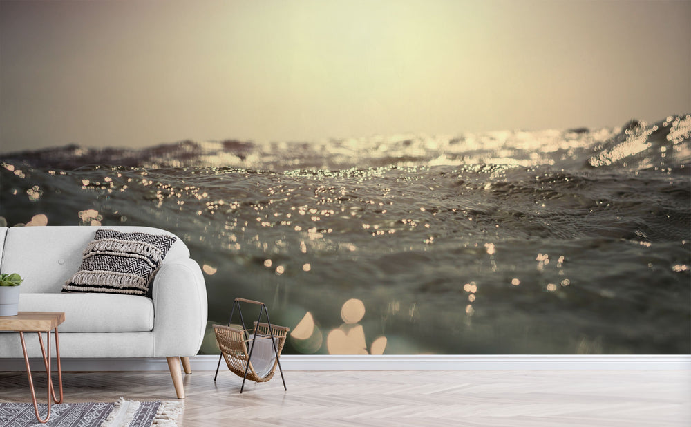 Wavy Beach wall mural in a living room | Walls Need Love